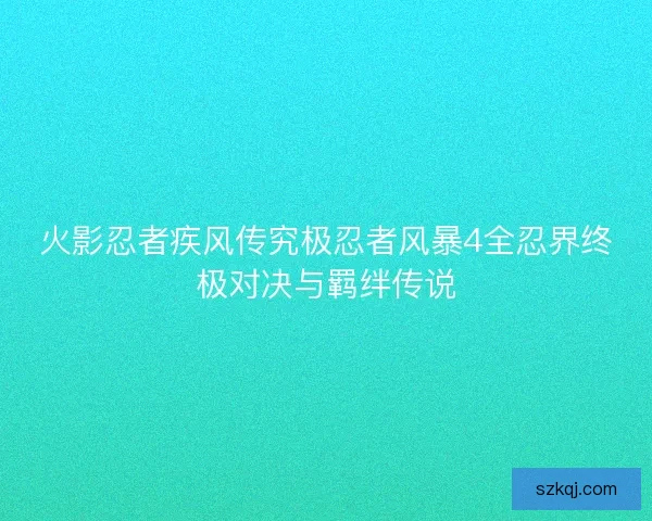 火影忍者疾风传究极忍者风暴4全忍界终极对决与羁绊传说